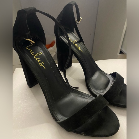 Lulu’s Black Suede Ankle Strap Heels - Picture 5 of 6